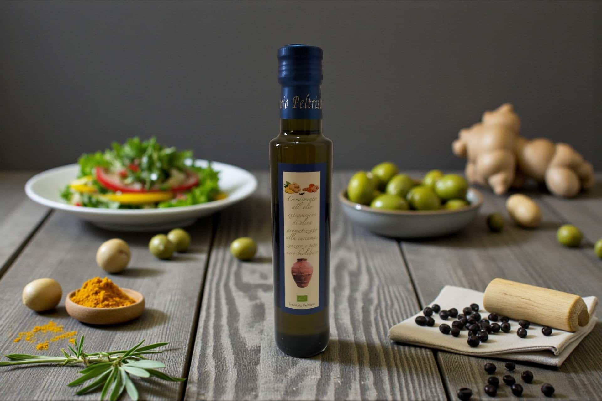 Extra natives Olivenöl mit Kurkuma Ingwer schwarzer Pfeffer 250ml