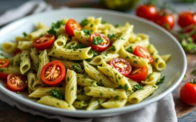 Penne mit Pistazienpesto und Kirschtomaten